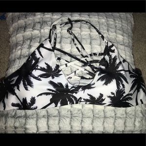 black/white palm tree bikini top